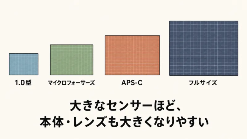 4種類のセンサーサイズ比較