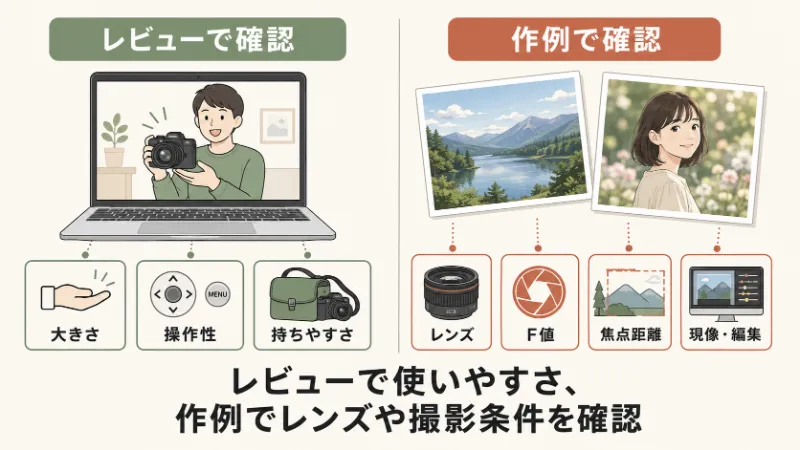 レビューと作例の確認点